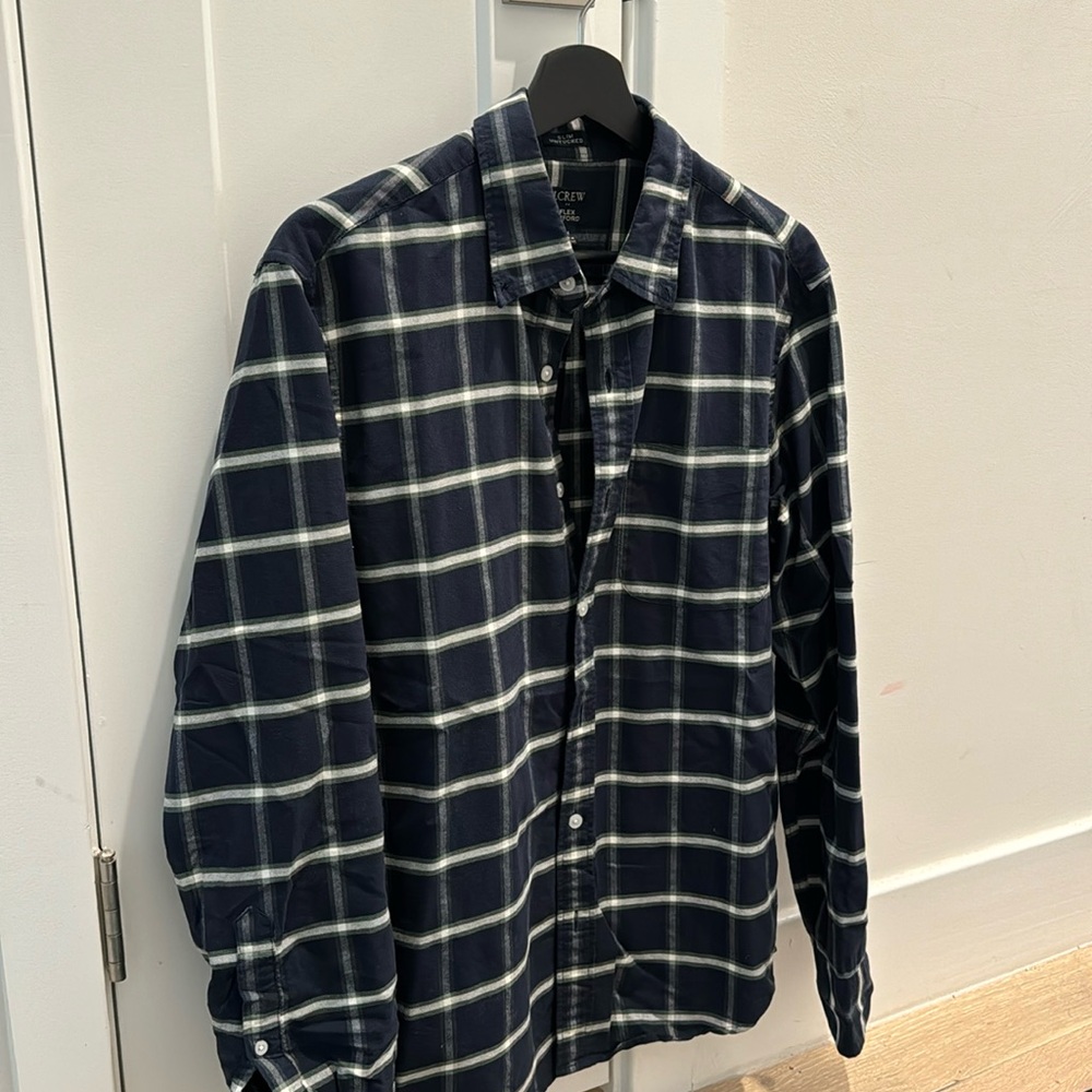 Men’s J Crew long sleeve shirt slim untucked medium blue green pattern